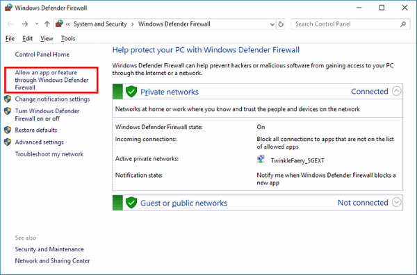 Windows Defender Firewall